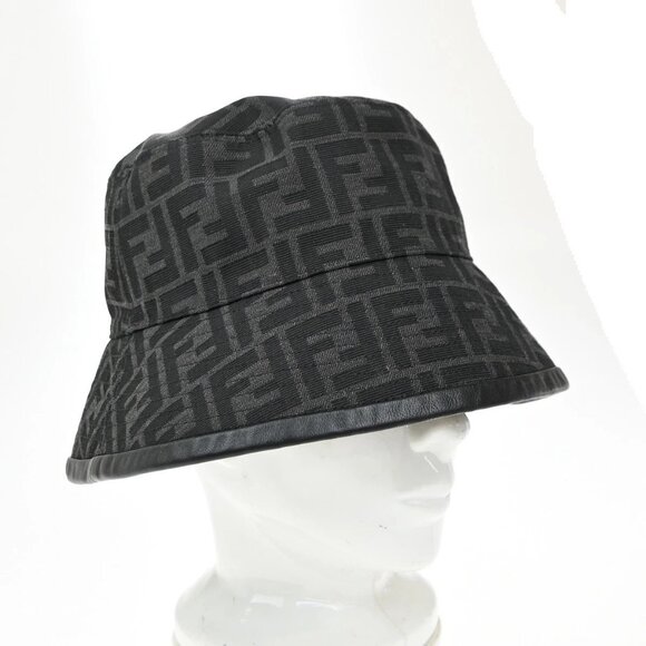 FENDI Logo Zucca Pattern Bucket Hat Size S Cotton Polyester Black 82RP009 main image 7
